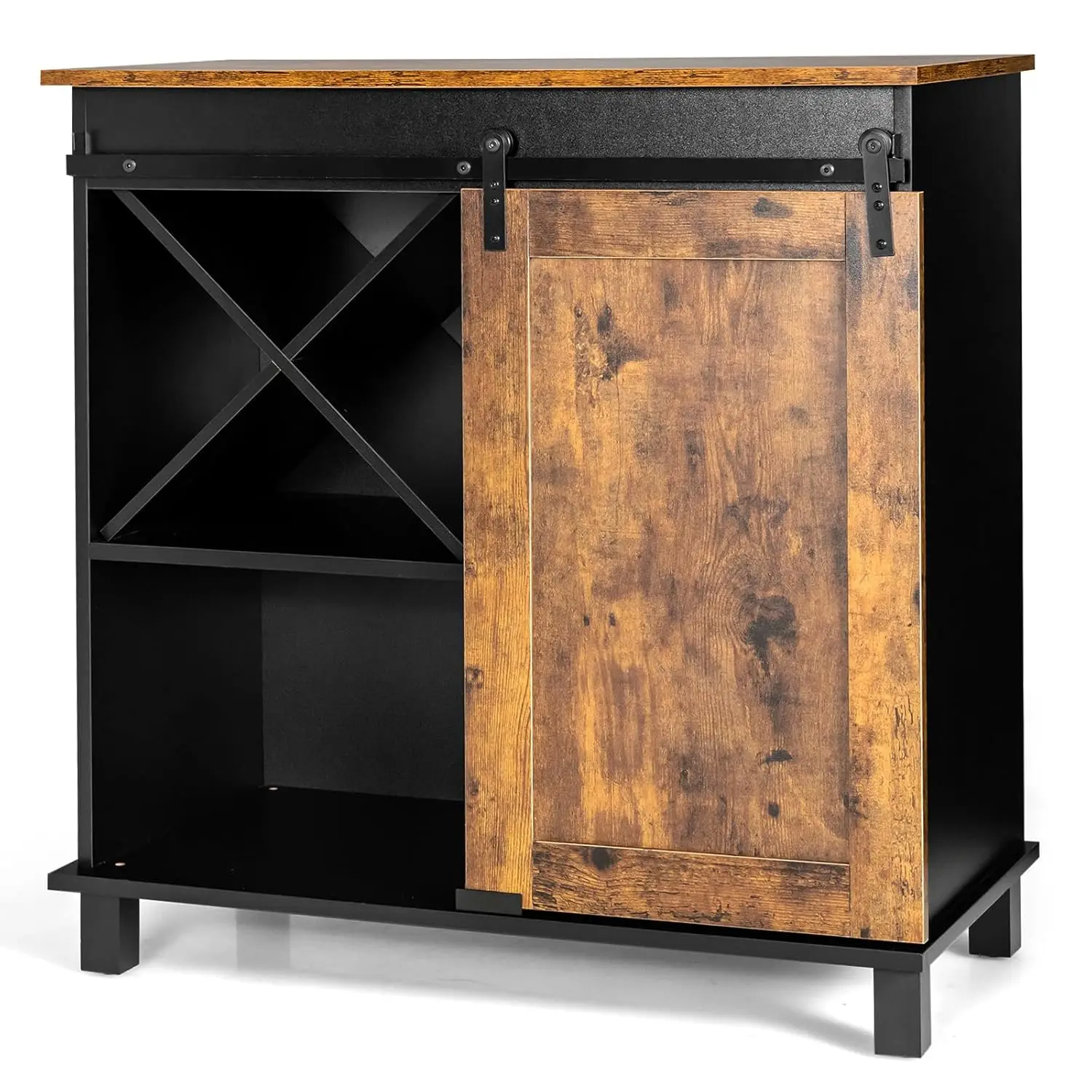

Industrial Wine Cabinet, Stylish Coffee Bar Cabinet with Sliding Barn Door, Kitchen Sideboard Buffet Storage, Customized
