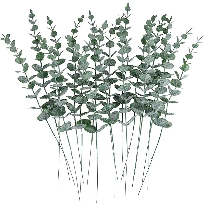 10 Stück Eukalyptus-Stiele, künstliche Eukalyptusblätter für Zuhause, Blumenstrauß, Herzstück, Hochzeitsdekoration, Weihnachtsdekoration – Detail 7