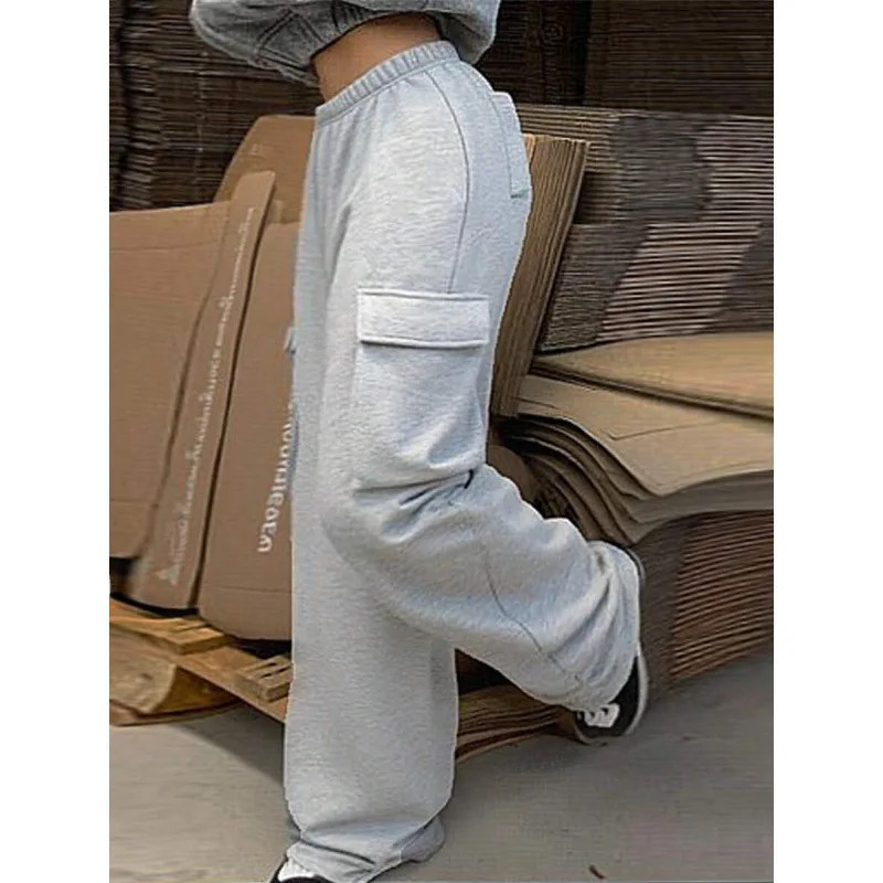 

High Waist American Style Work Pants K 46117 Neutral Casual Trousers for Women Spring Season Other Material 100%