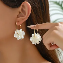 Simple Personalized Beaded Three-dimensional Round Ball Earrings for Women Instagram Creative Geometric Earring Hoop Accessories