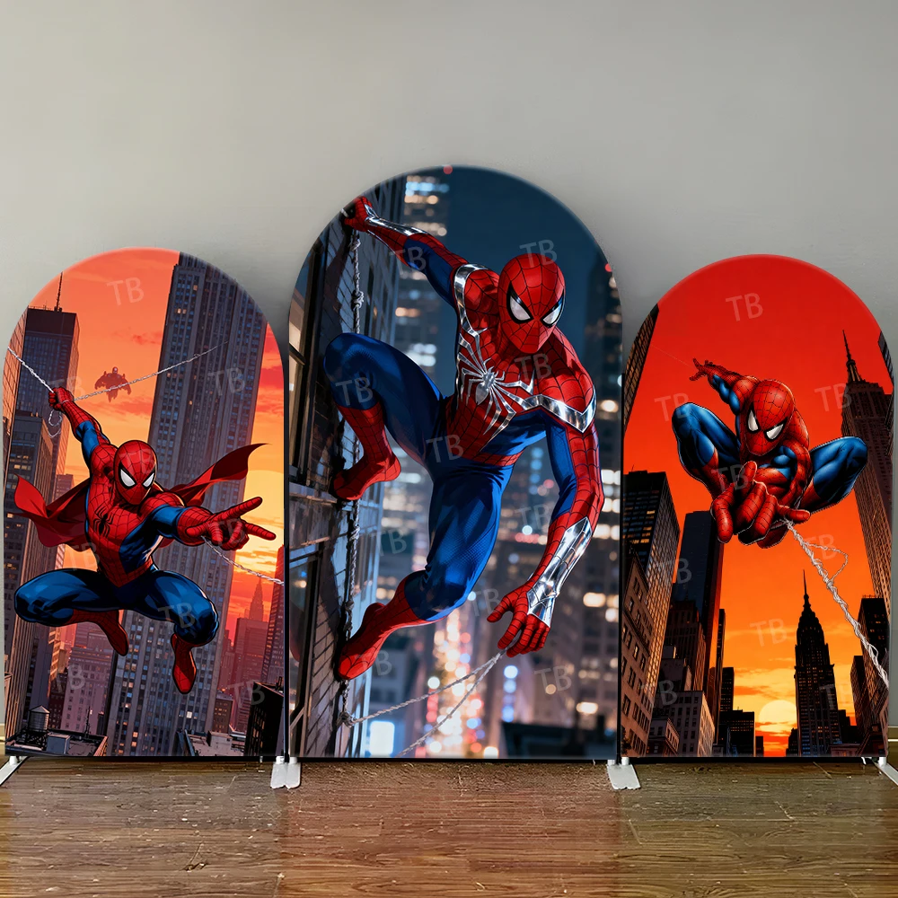 

Marvel Spider-Man City Scene Arch Backdrop Cover Superhero Decor Photo Booth Prop for Kids' Party Theme Decoration Background