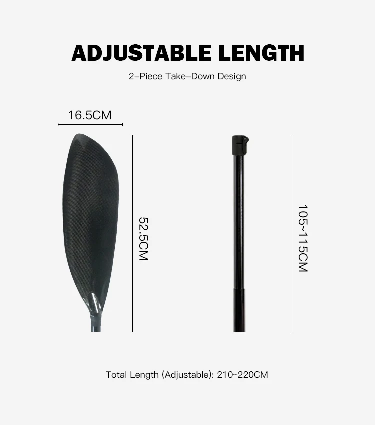 

Paddle Carbon Fiber Kayak Paddle Kayak Fishing 2 Pieces Adjustable Lightweight Carbon Kayak Paddle OEM