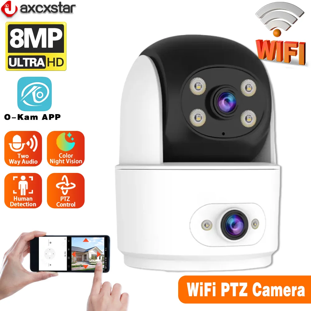 

8MP HD WiFi PTZ IP Baby Monitor Auto Tracking Color Night Vision 2 Way Video Calling Smart Wireless Security protection camera