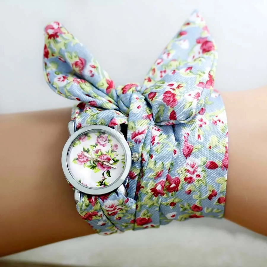 Shsby  New Design Ladies Flower Cloth Wristwatch Fashion Women Dress Watches High Quality Fabric Watch Sweet Girls Watch Gift