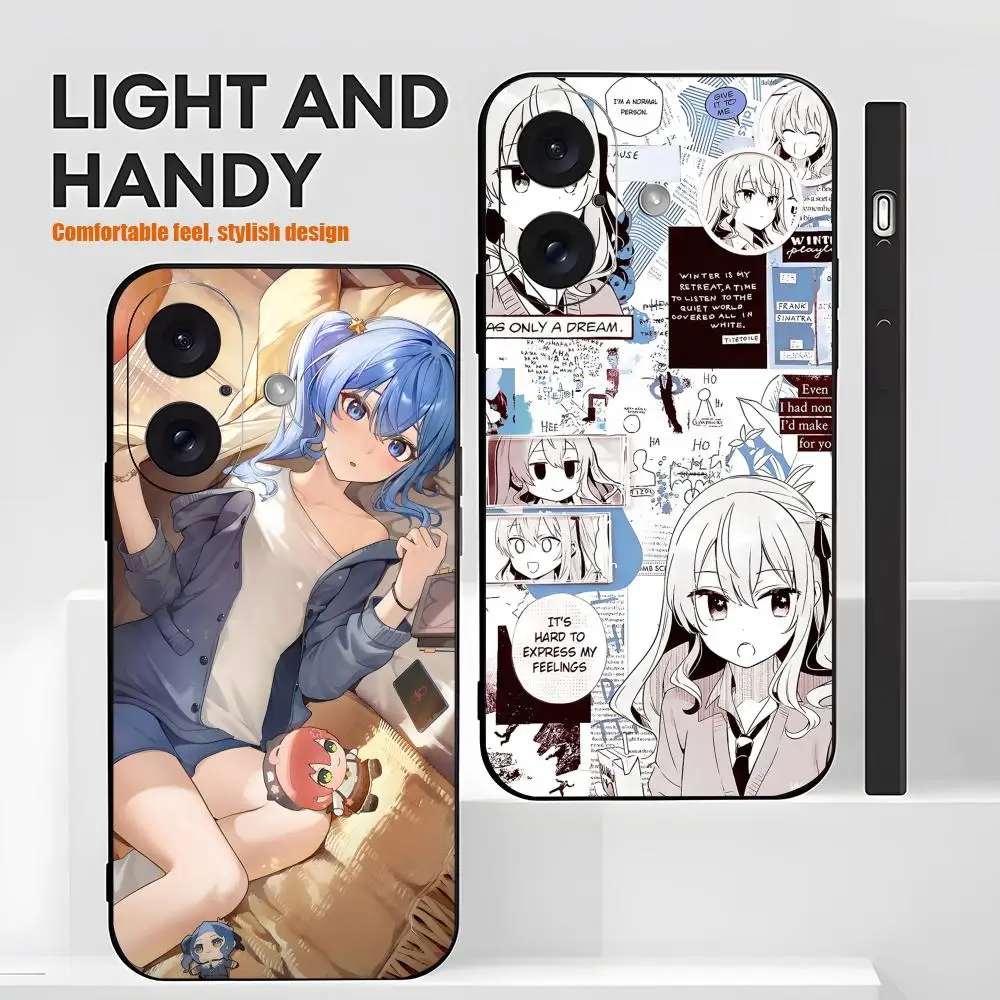 Funda de Teléfono Virtual Hoshimachi Suisei para iPhone 17 16 15 14 13 12 X XR XS 8 Plus Mini Pro Max, Negra, Suave, Antigolpes