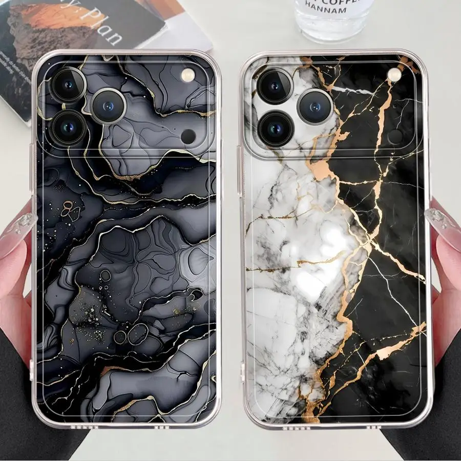 حافظة لهاتف آيفون 13 12 11 Pro MAX 16e XR 12 Mini 17 Air 7 8 16 15 14 Plus Marble