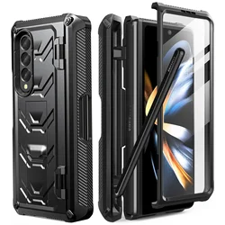 For Samsung Galaxy Z Fold 5 4 3 5G Case,Full-Body Dual Layer Rugged Case with Built-in Screen Protector & Kickstand & S Pen Slot