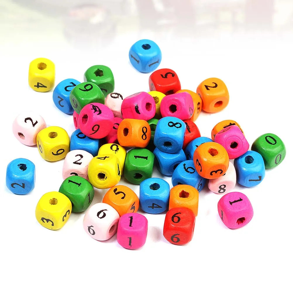 100 قطعة من الخرز الخشبي للأطفال ألعاب أطفال عدد سلسلة تعليمية ملونة