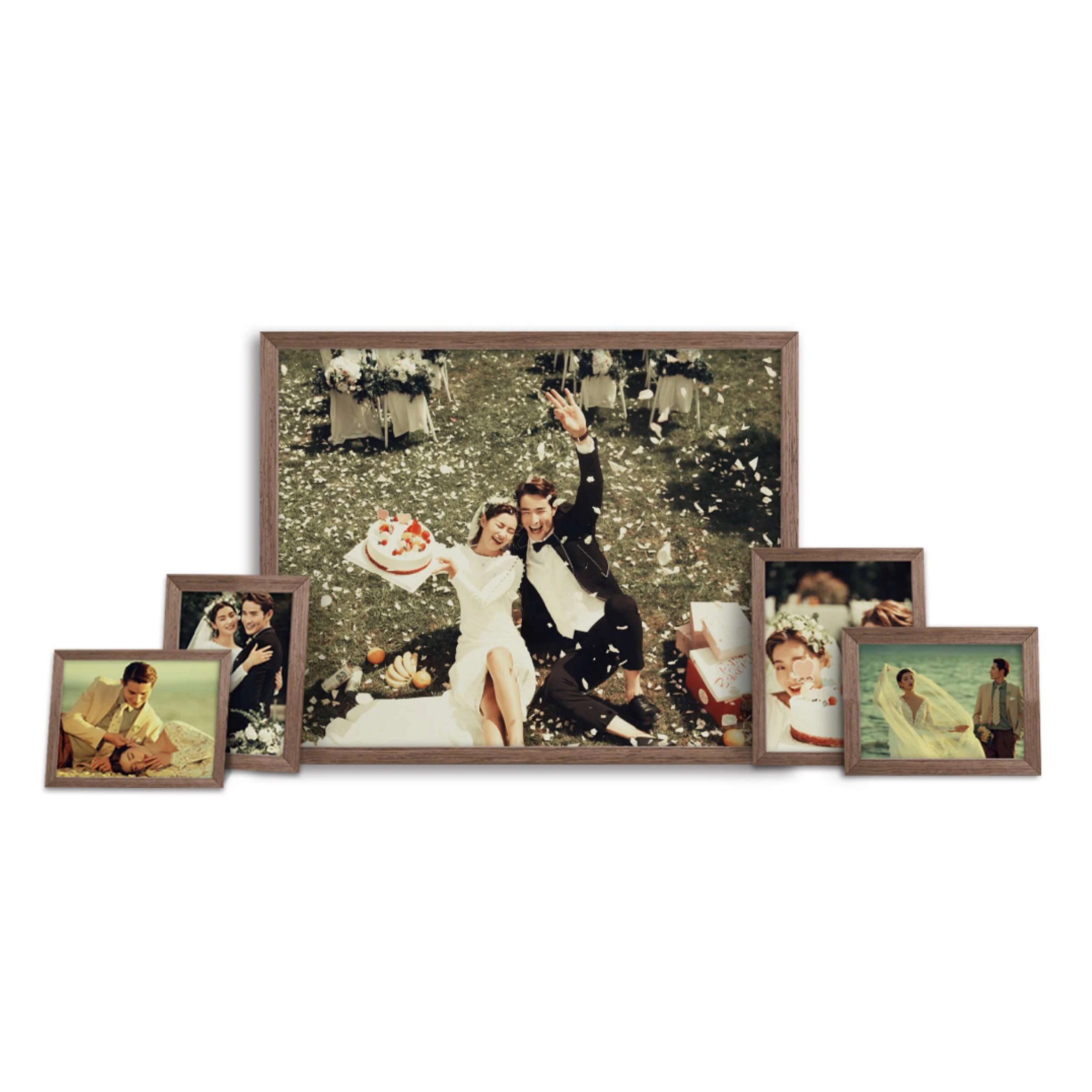 

Natural Solid Wood Photo Frame set with HD print Photos Picture Wall Wooden Frame Assembly with Fully Assembled & Ready To Hang