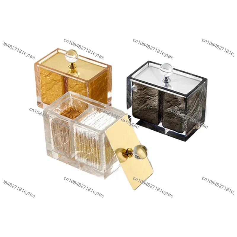 Nordic light luxury transparent floss toothpick cotton swab 2-in-1 storage box High-end toothpick case tooth pick dispenser