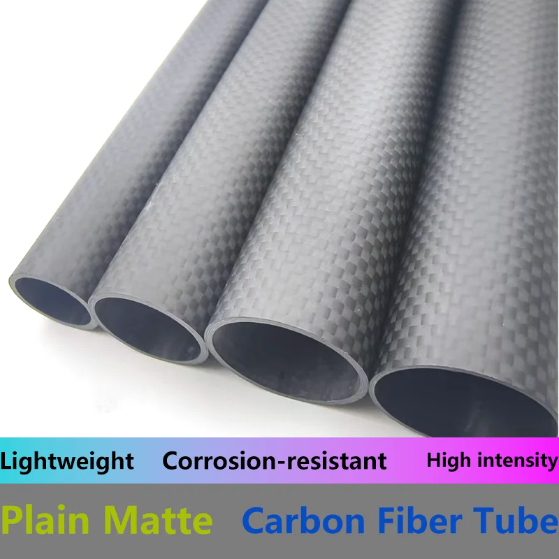 3K Carbon Fiber Tube 2PCS Length 1000MM Plain Matte Wall Thickness 1mm High strength full carbon fiber tube DIY model and Kites