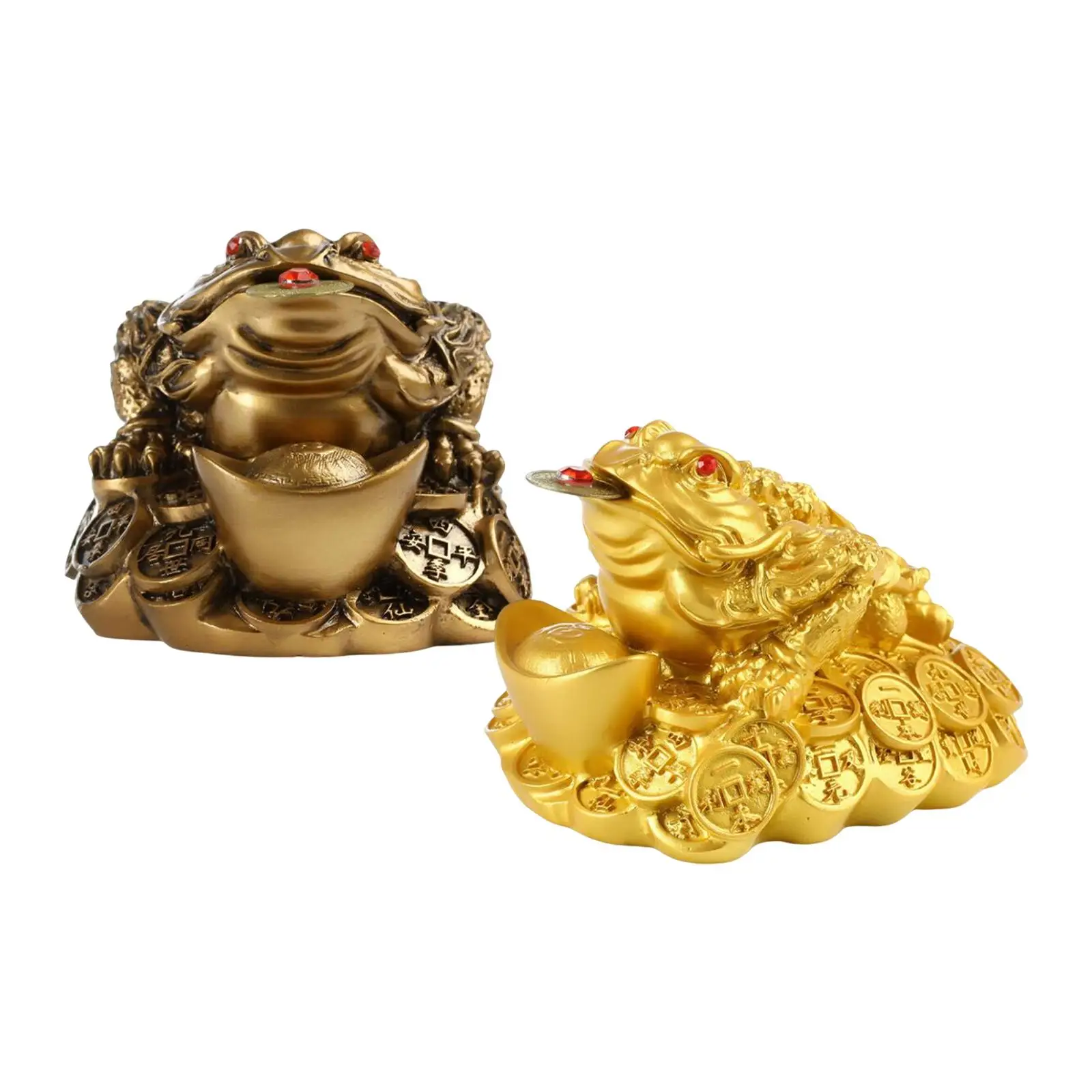 2-6pack Resin Feng Shui Money Frog Wealth Statue Lucky Gifts for Tabletop Decor