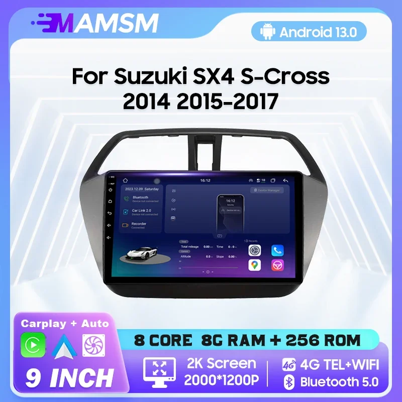 Mamms android 13 2k rádio do carro para suzuki sx4 s-cross 2014 2015-2017 reprodutor multimídia navegação estéreo 4g gps carplay autoradio