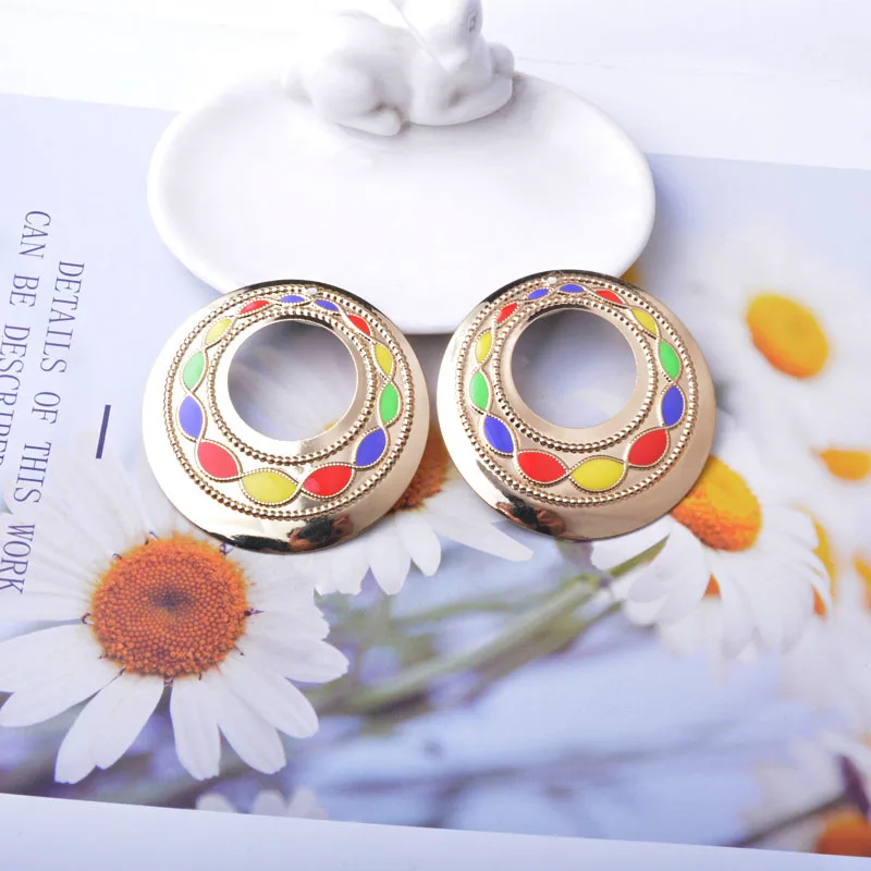 6 Stück/Set Große Runde Eisenanhänger Boho Statement-Ohrringe Anhänger DIY Damen-Schmuckzubehör – Detail 7
