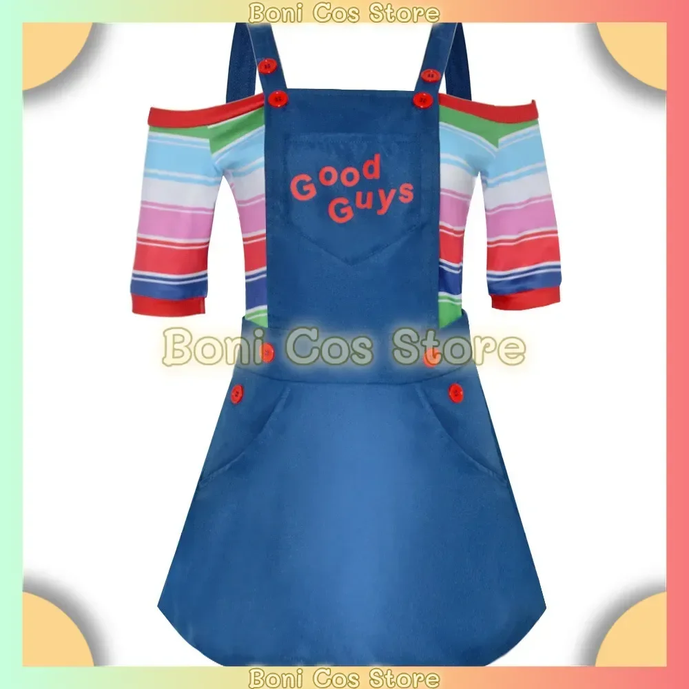 Women Ghost Doll Cosplay Chucky Costumes Outfit Adult Fancy Dresses Carnival Horror Ghost Doll Clown Costume Halloween Toy Gift view 5
