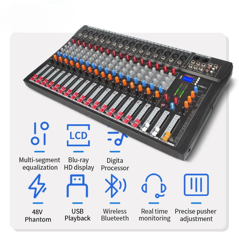 YYHC 16 channel Professional Audio Analog Mixer Mixing Console DJ Sound USB Recorder Audio Mixer