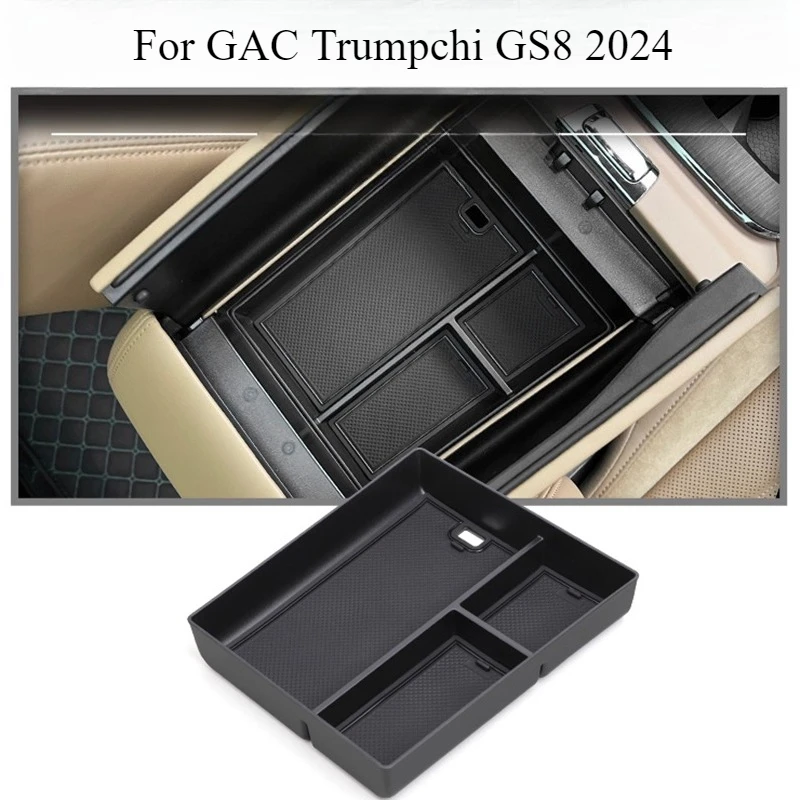 

For GAC Trumpchi GS8 2024 Center Console Organizer Tray, Dual-Layer Armrest Storage Box Insert with Lid, Custom Car Accessories