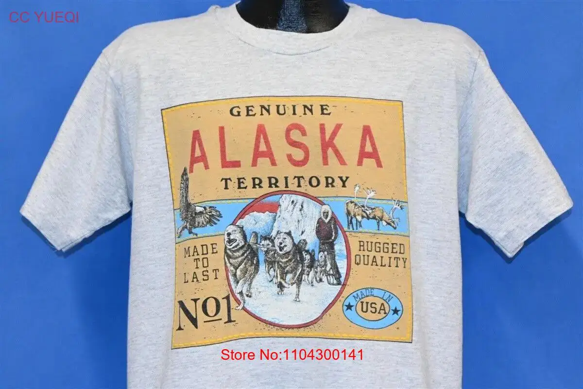 vtg 90s ALASKA GENUINE TERRITORY NO.1 QUALITY DOG SLED MADE TO LAST t-shirt L