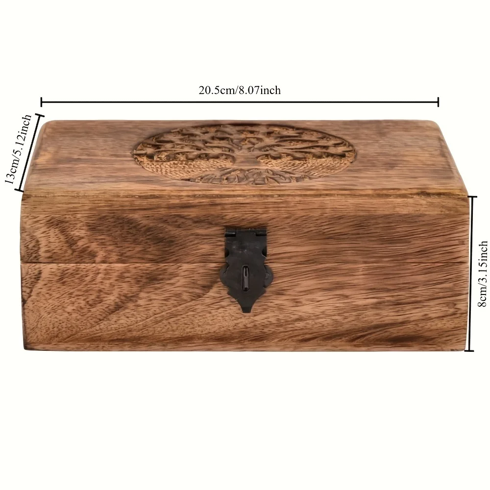 Handmade Wooden Tree of Life Engraving Keepsake Box Jewellery Organizer Unique Gift Ideas for Men & Women