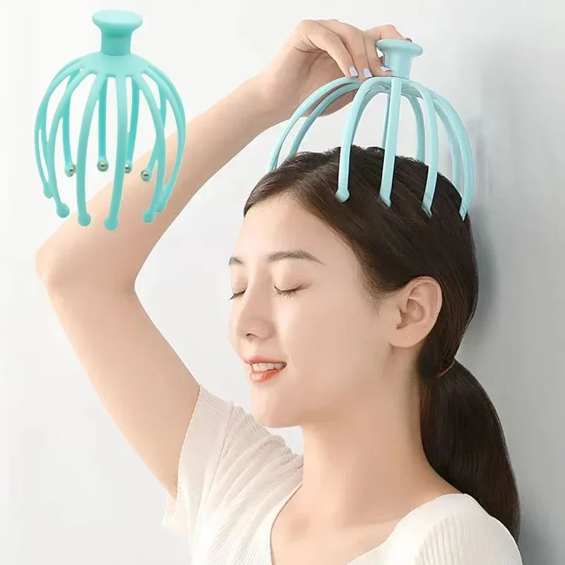 1Pcs Head Massager Octopus Scalp Neck Massage Stress Relax Spa Healing Alloy Health Care Tool Body Head Massage Beauty Tool