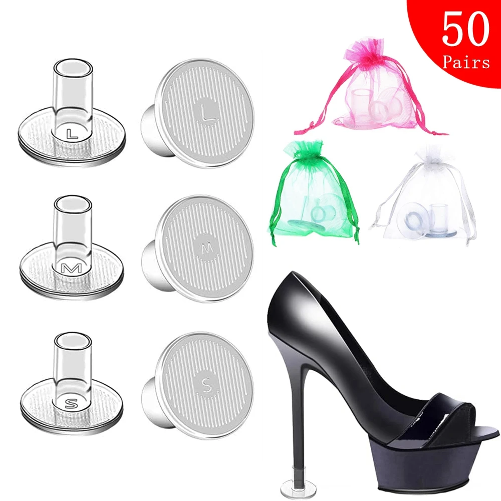 

50 Pairs PVC Anti-Slip Heel Protectors Heel Covers Heel Stoppers For Bridal Outdoor Wedding Events Stop Sinking at Grass Cracks