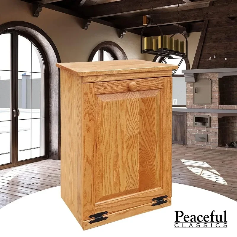 Classics Tilt Out Trash Cabinet- Amish Handcrafted Wooden Pull Out , Decorative Trash Bin Cabinet for Kitchen, Bedroom