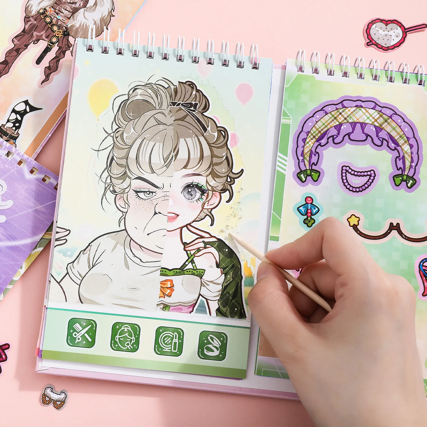 Kawaii Dress Up Sticker Book for Girls Cartoon Girl Change Clothes Stickers Clothing Matching DIY Craft Book Gift for Kids