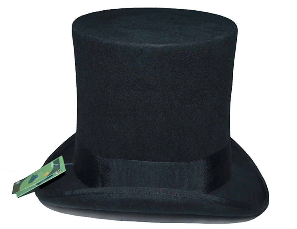 23cm High Top Hat Traditional Wool Fedora Cylinder Hat Topper Chimney Pot Hat Stove Pipe Hat Wedding Wear Stage Magic Costumes