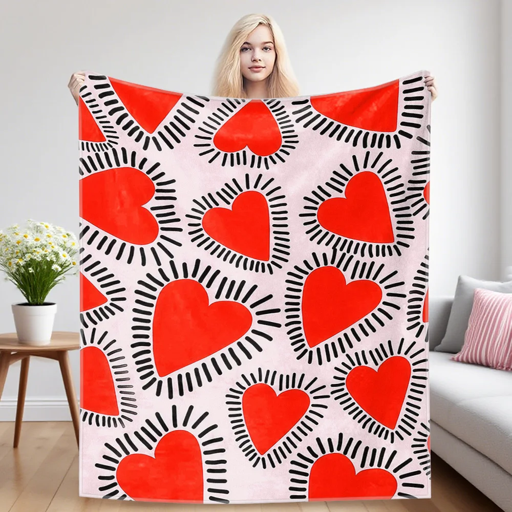 Radiant Hearts Flannel Blankets Are Perfect For Sofas, Office Beds, Travel, Sleep, And Use Throughout The Four Seasons