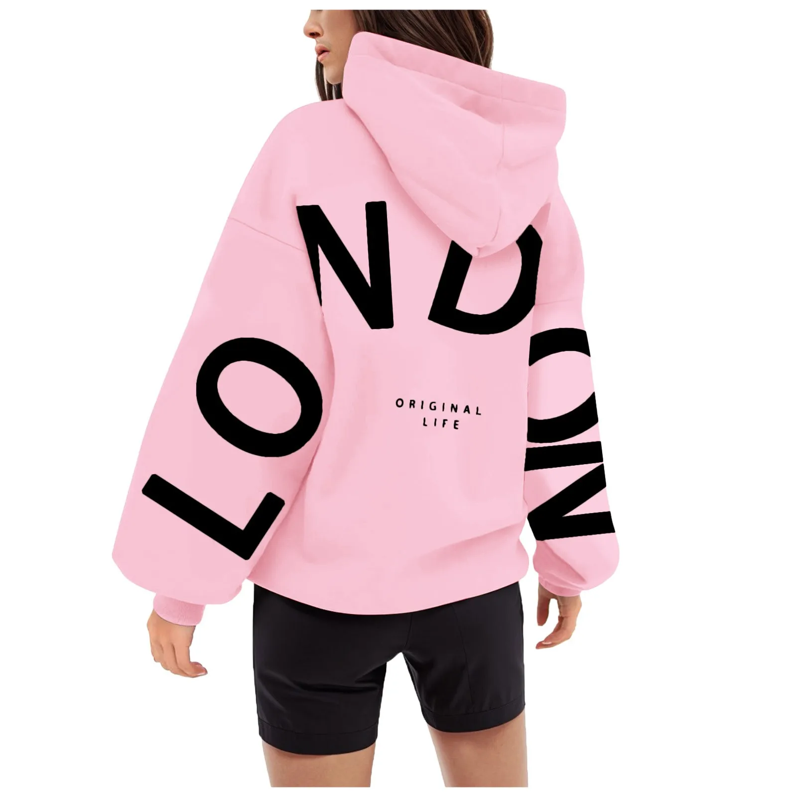 Women'S Hoodie And London Print Oversized Pullover Sports Casual Loose Jacket Fashion Harajuku Sweatshirt Clothes толстовка