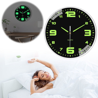 8 Inch Night Light Wall Clock Battery Operated Silent Non-Ticking Wall Clocks Luminous Wall Clock Decorative for Kitchen Bedroom