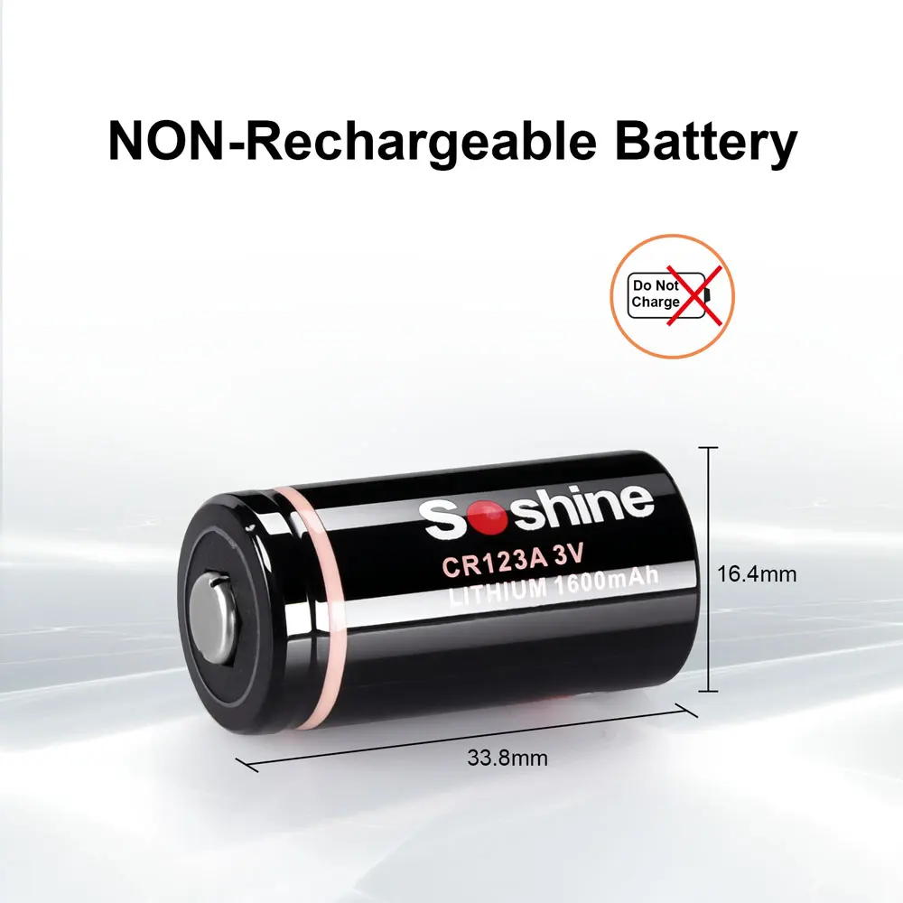 Soshine 3V CR123A Lithium Battery 3 Volt 1600mAh Batteries Non-Rechargeable Battery for Digital Camera Wireless Mouse Calculator