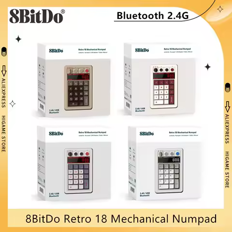8BitDo Retro 18 Mechanical Numpad Bluetooth 2.4G Wireless for PC Windows 10 and Android Notebook Accessories Wired Connect