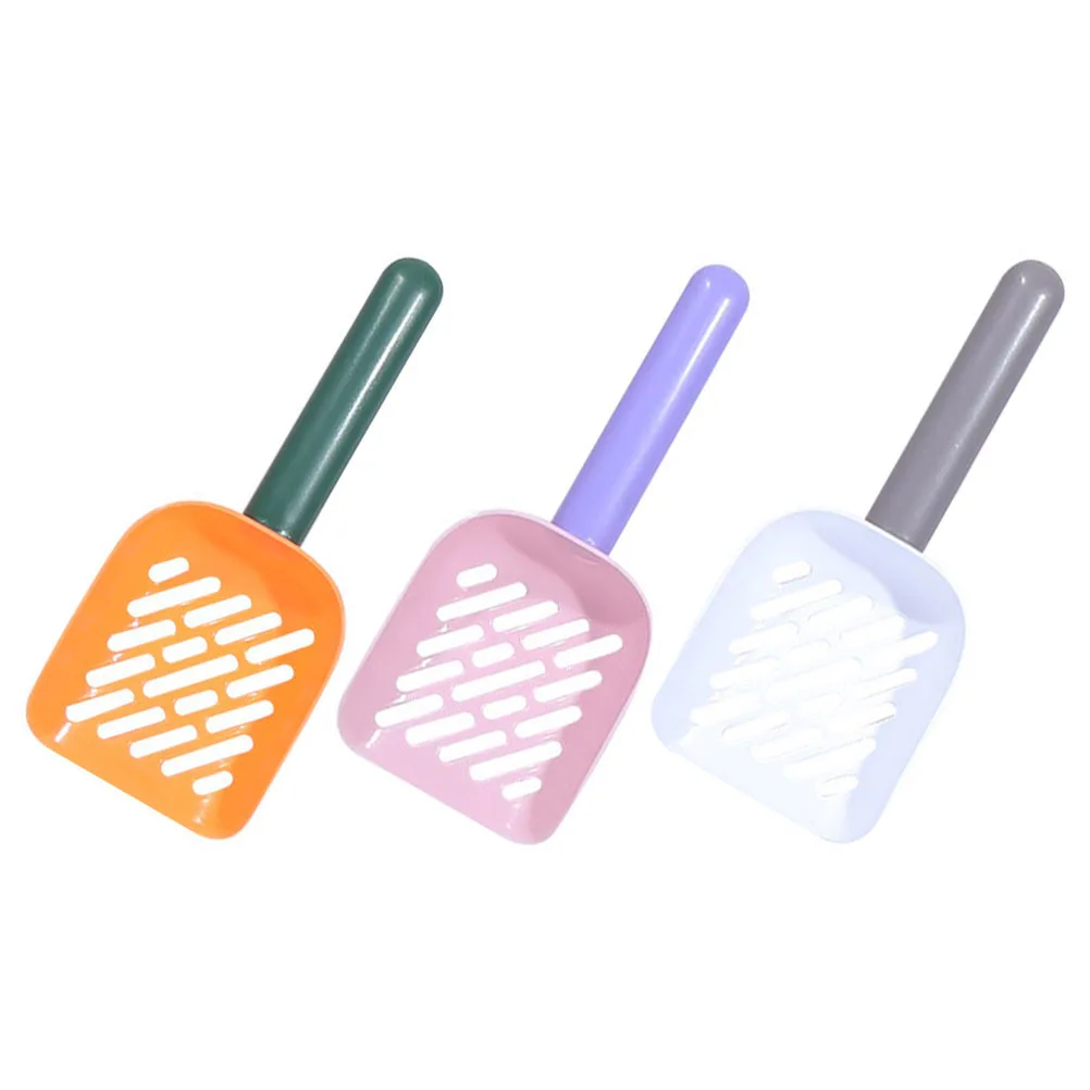 3 قطع من مغرفة فضلات القطط البلاستيكية خفيفة الوزن لمجرفة الحيوانات الأليفة وقبضة مريحة لتنظيف صندوق القمامة الفعال