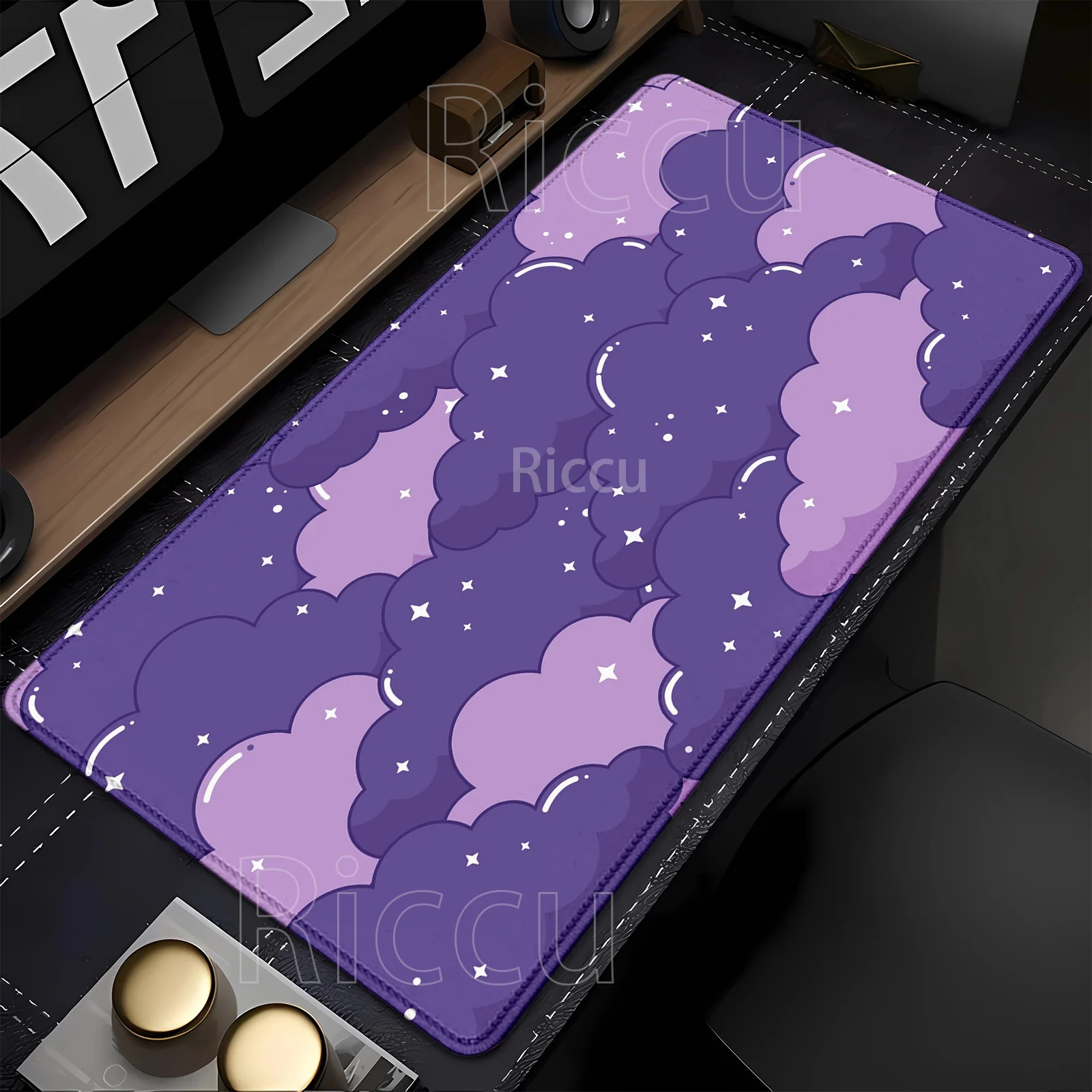 Light Blue Pink Clouds Desk Mat Kawaii Mouse Pad Cute Rubber Gaming Keyboard Large Carpet offices accessories overlock Mousepad