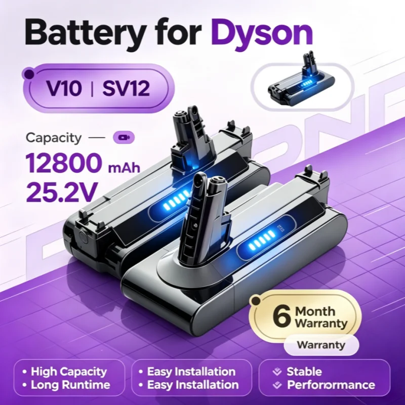 Für Dyson V10 12800mAh 25.2V Akku Für Dyson SV12 Akku Absolute Animal Li-Ionen Staubsauger Wiederaufladbarer AKKU SV12