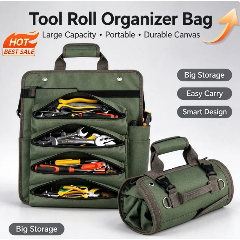 Christmas Stocking Stuffers Multi-Purpose Tool Bag Professional Multi Pocket Hardware Tools Pouch Roll Up Portable Small Tools