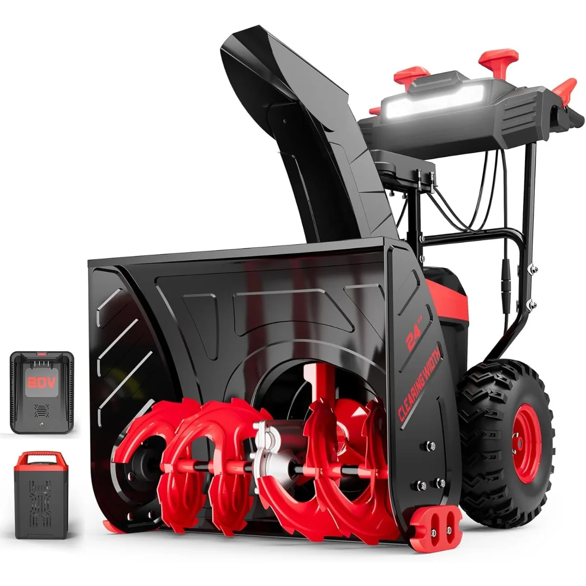 80V 24in. Self-Propelled Cordless Snow Blower, 2-Stage with 6.0Ah Battery and Charger