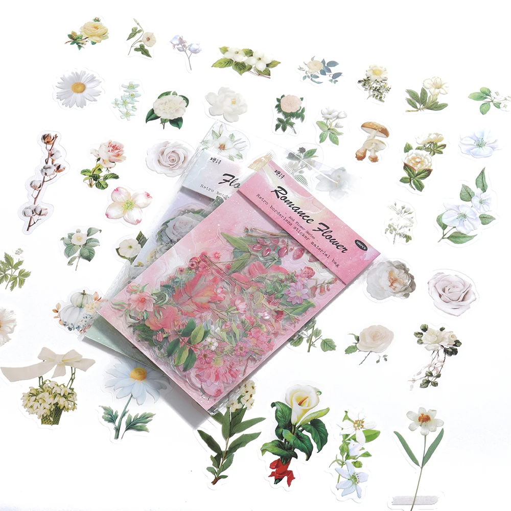 100Pcs/Pack Refreshing Plants Flower Sticker Decoration for DIY UV Epoxy Resin Crafts Stickers Diary Scrapbooking Sticker Decor