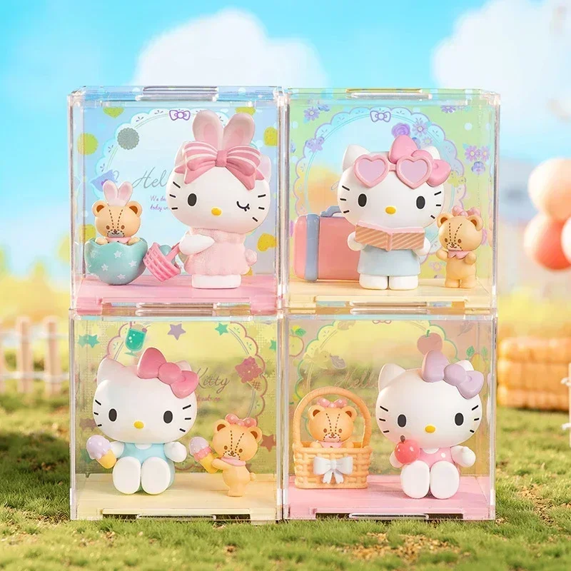 Genuíno sanrio olá kitty querida playmate série caixa cega ornamentos crianças brinquedos presentes de aniversário quarto surpresa decoração