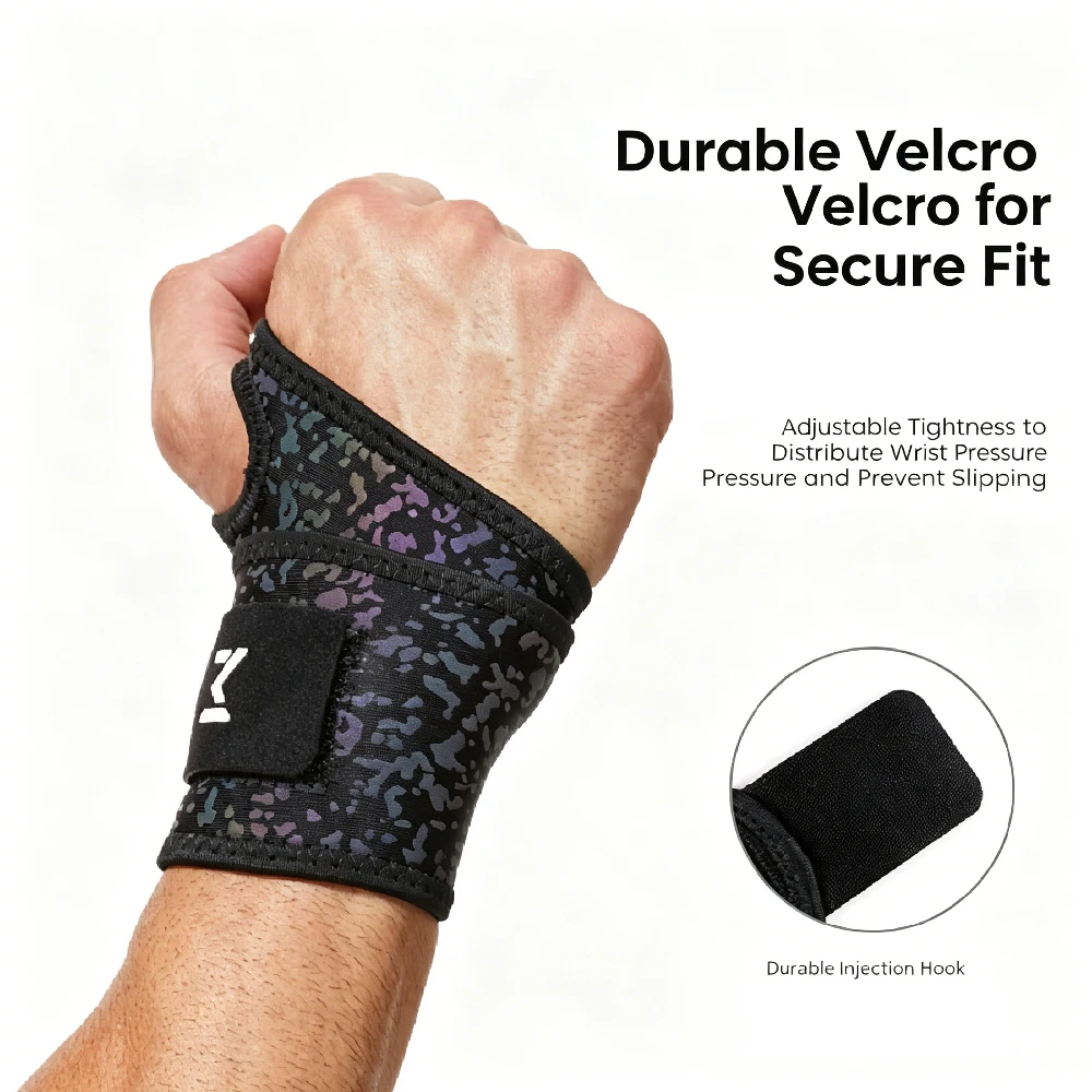 1PCS Reflective Adjustable Compression Wrist Brace Wrist Wraps for Men Women, Reversible Wrist Support Fits Left & Right Hand