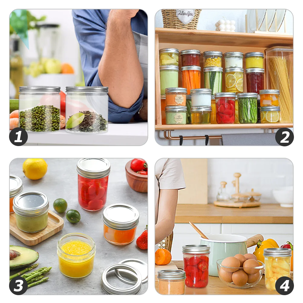 6 Pcs Sprouting Jar Aluminum Lid Mason Jars Multifunctional Plastic Fruit Jelly Cans Baby