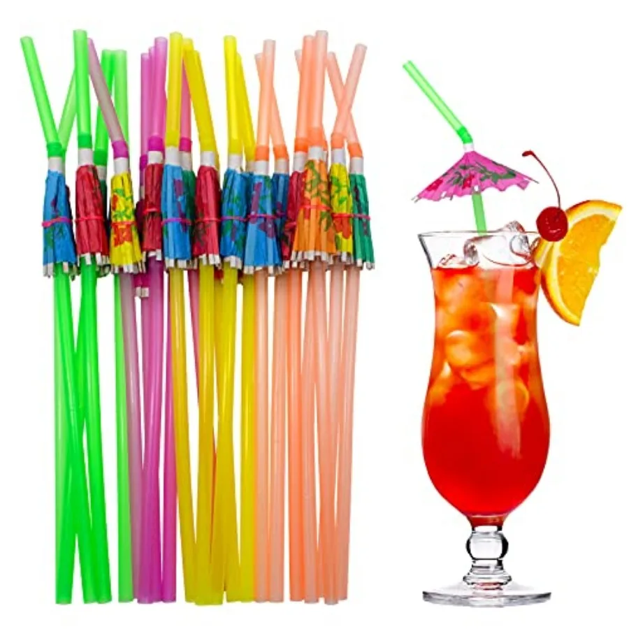 

Drink 9.45 Inch Assorted Colors, Fancy Mini Paper Umbrella Drink for Cocktail, Milkshake, Juice, Great for Valentine's Day Beac