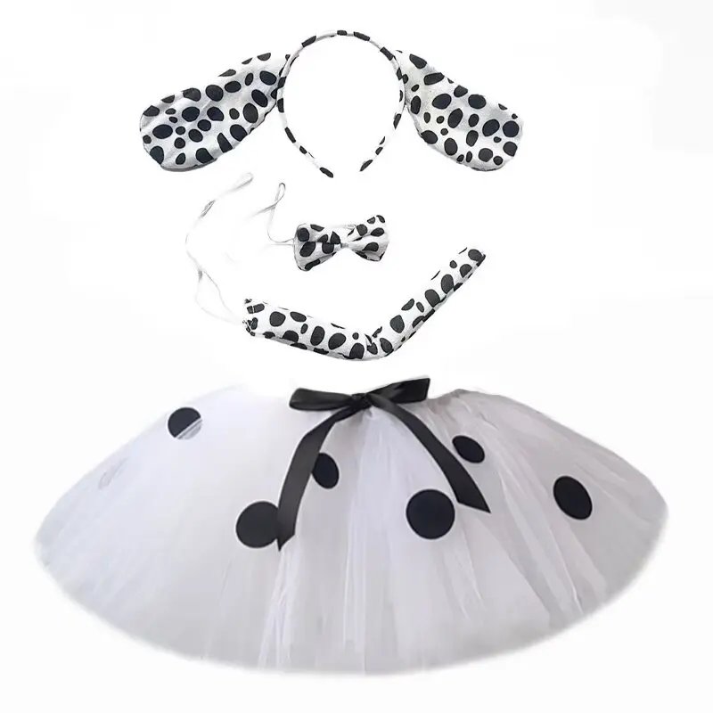 Dalmatian Dog Tutu Skirt for Baby Girls White Spotted Animal Halloween Costume for Kids Toddler Puppy Dressing up Outfit