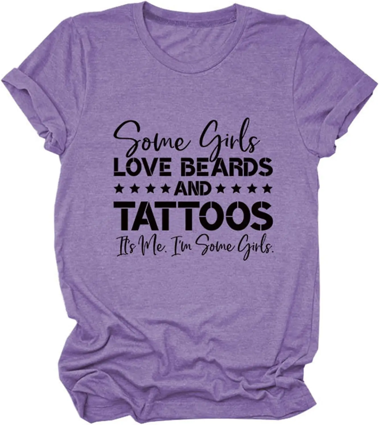 

Pifnxtamy Womens Tops Some Girls Love Beards and Tattoos Shirts Letter Printed T Shirt Summer Tees Trendy Tunic