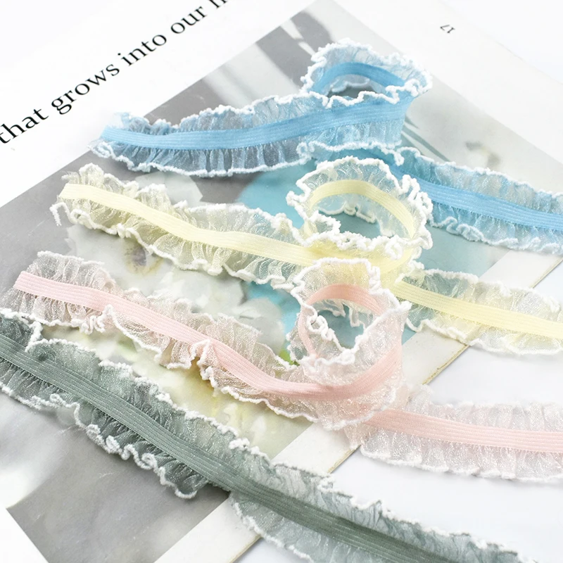 

10-50Yard 25mm Ruffle Elastics Bands for Skirt Dress Strap Stretch Lace Trim Ribbon Waistband Hair Rubber Tapes DIY Accessories
