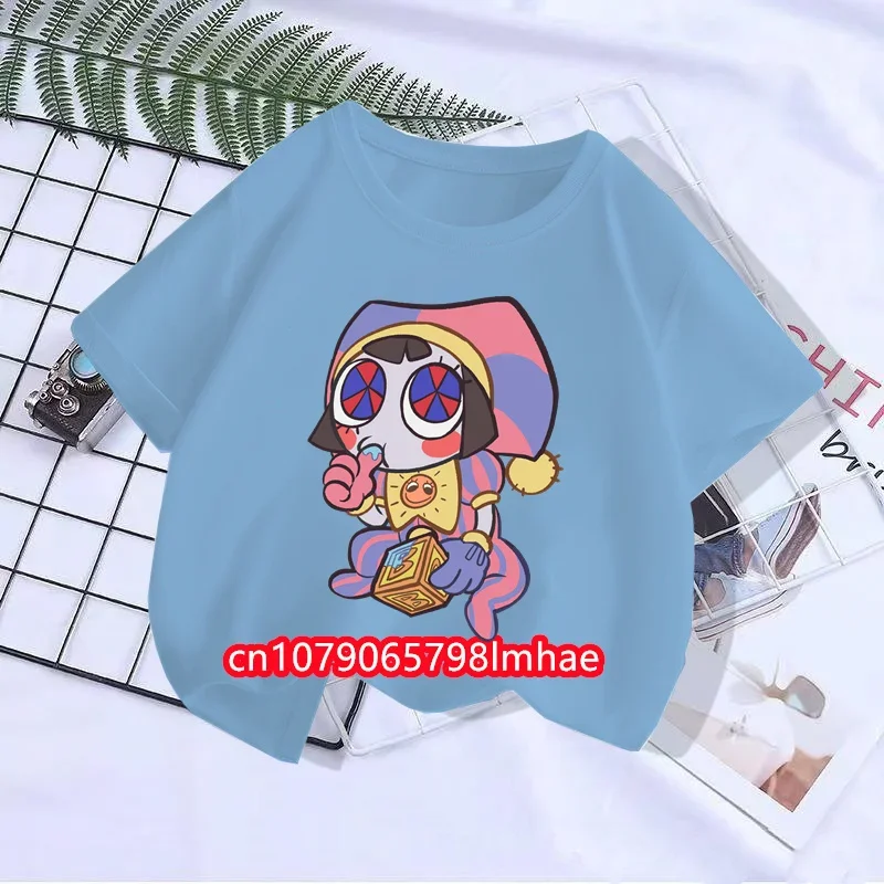 Neue Anime T-Shirts die erstaunliche digitale Zirkus Pomni Streetwear Junge Mädchen Mode T-Shirt Kinder Sommer Tops Kleidung