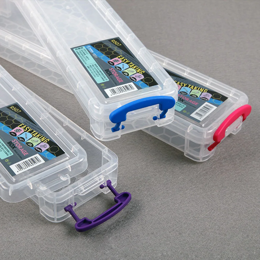 Transparent Clear Plastic Pencil Case Stationery Box Stackable Storage Boxes for Craft Items and Office Use Storage Containers