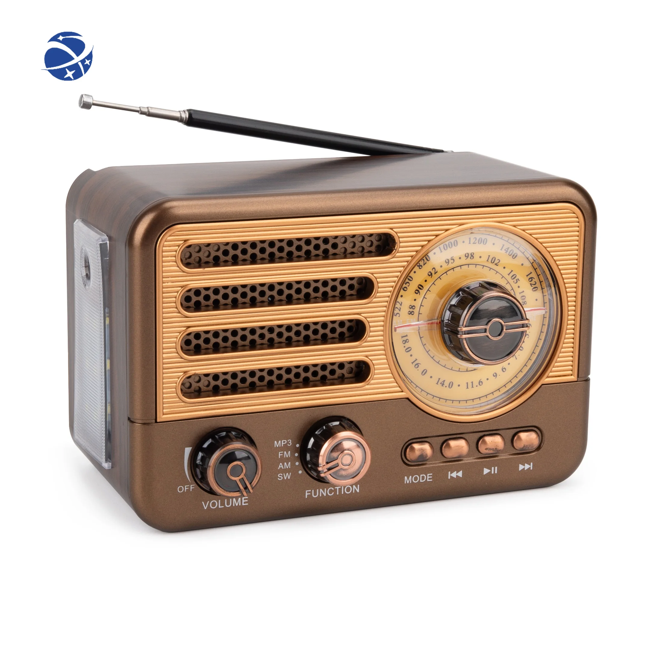 

YYHC Wood Metal Mini Stereo Type-c Solar Radio Fashionable Atmospheric 3-band Built-in Speaker Gold US Best-selling Retro