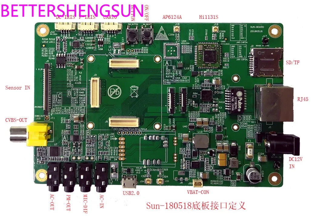 Hi3516EV100, Hi3516CV300, Hi3518EV200 core board + backplane + OV2718 board